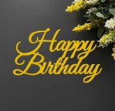 Топпер "Happy Birthday" зеркальное золото 10*5.5