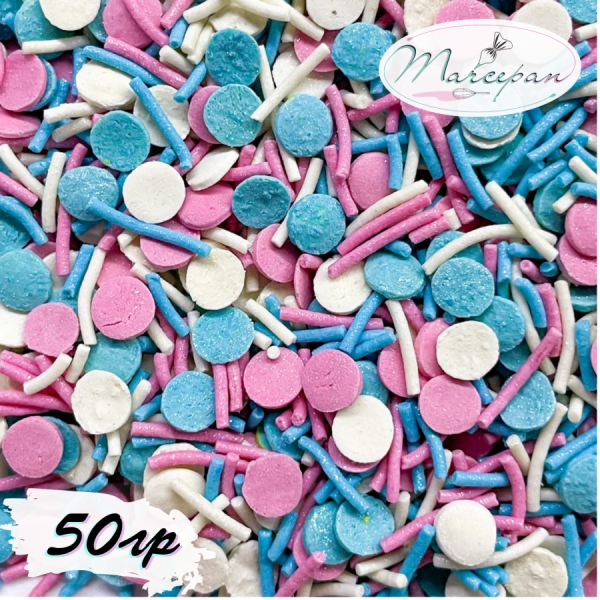 Посыпка сах-я бел/роз/гол/конф 50гр